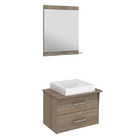Espelheira Para Banheiro Montecarlo/Sanremo MDF Mezzo/Branco S/Luminária 52X62,5X3Cm Contemporânea Darabas