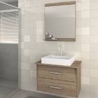 Espelheira Para Banheiro Montecarlo/Sanremo MDF Mezzo/Branco S/Luminária 52X62,5X3Cm Contemporânea Darabas