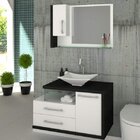 Espelheira Para Banheiro 1 Porta Legno  Branco/preto Onix