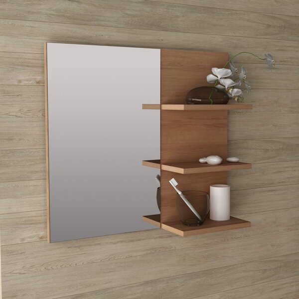 Espelheira Para Banheiro 3 Prateleiras Bn3608  Amendoa