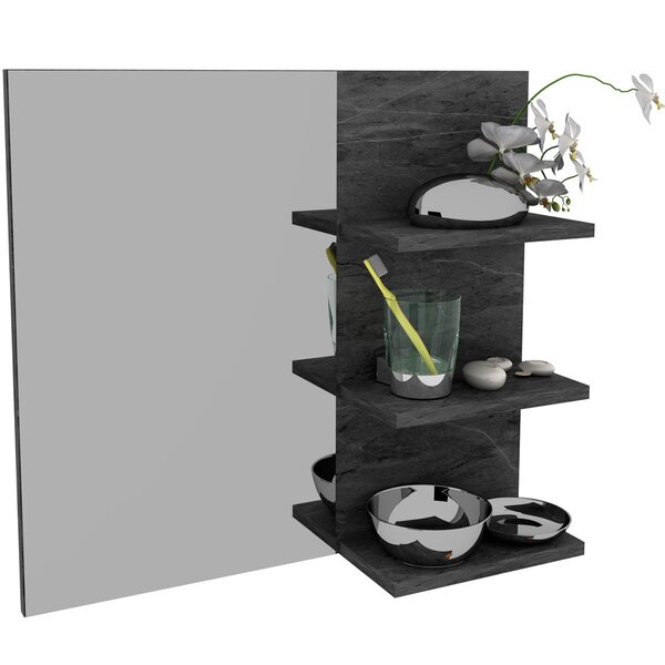 Espelheira Para Banheiro 60 Cm 3 Prateleiras Romana Mármore L