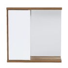 Espelheira para Banheiro Madeira Branco e Nogal 60x60x13 Sobrepor Queen Fabribam