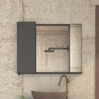 Espelheira Para Banheiro Com Armário  Preto