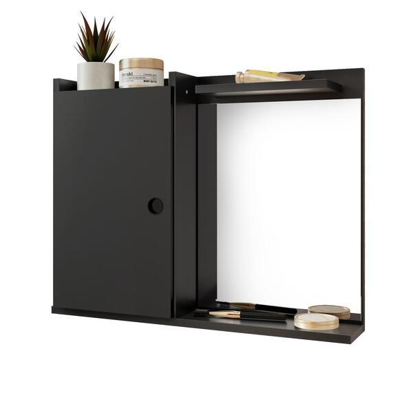 Espelheira Para Banheiro Com Uma Porta Madri Preto