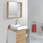 Espelheira para Banheiro de Sobrepor 64x65x13cm Branco e Carvalho Blocc Fabribam