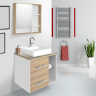 Espelheira para Banheiro de Sobrepor 64x65x13cm Branco e Carvalho Blocc Fabribam