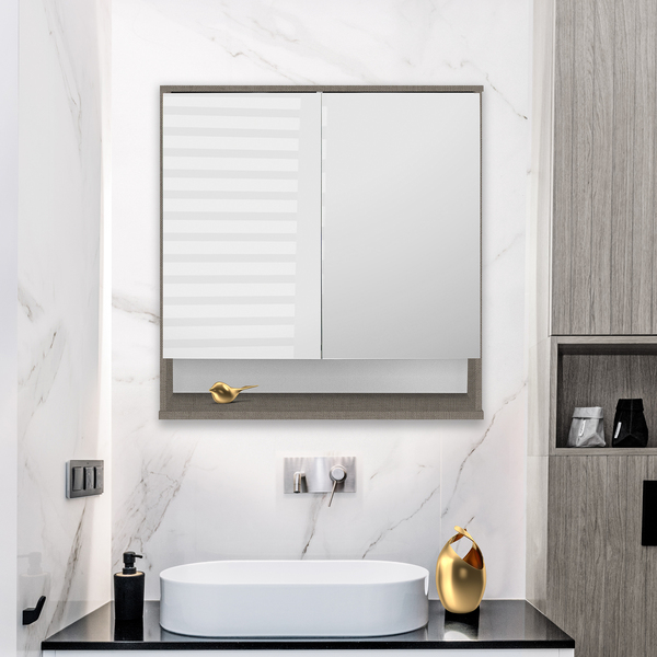 Espelheira para Banheiro de Sobrepor 69x64,5x13cm Grigio Soho Sensea