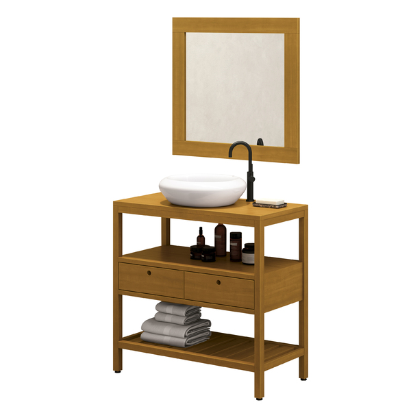 Espelheira para Banheiro Montreal 70x65cm Jatobá Astral Design