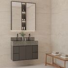 Espelheira para Banheiro Com Luminária Preto 100x120cm Blass Bongut