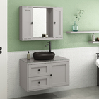 Espelheira para Banheiro Provençal 80x55cm Cinza Matte Astral Desing