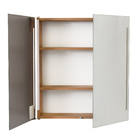 Espelheira para Banheiro de Sobrepor com 2 Portas 64x54,2x12cm Amadeirada Led Cris Metal