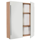 Espelheira para Banheiro de Sobrepor com 2 Portas 64x54,2x12cm Amadeirada Led Cris Metal