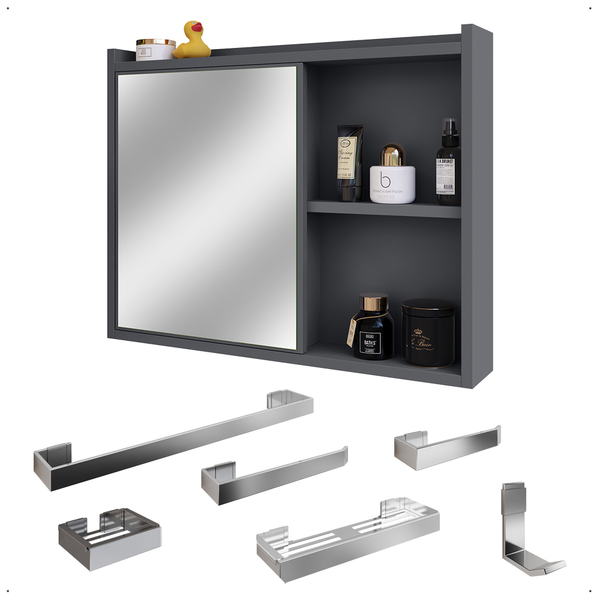 Espelheira Suspensa Armário Banheiro Prateleira Organizadora