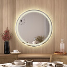 Espelho 3 Cores Led Redondo 80Cm Touch - Fino Inox