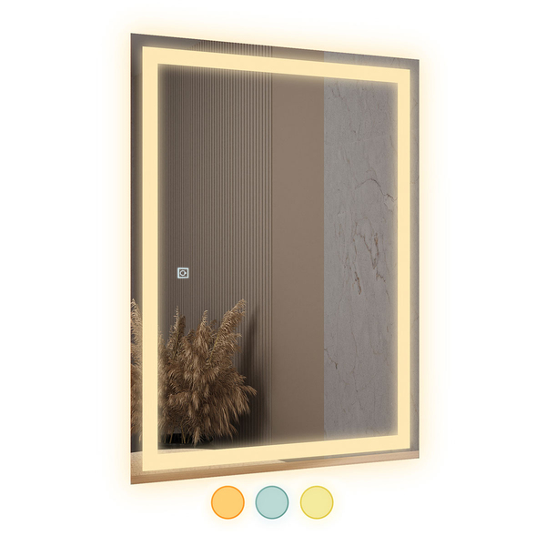 Espelho 3 Cores Led Retangular 80x60 Touch - fino inox