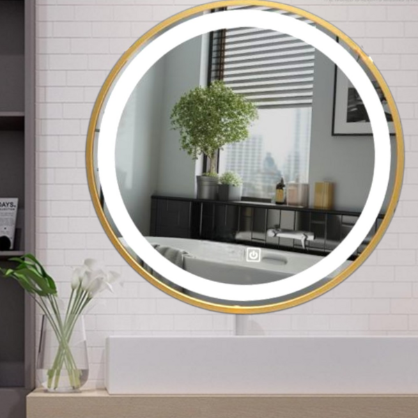 Espelho 4mm 70 cm led 3 cores frio neutro e quente moldura do