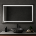 Espelho 4mm  Led 100x80  Luz branca fria Retangular Jateado i