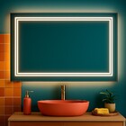 Espelho 4mm  Led 100x80  Luz branca fria Retangular Jateado i