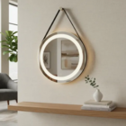 Espelho 4mm adnet Led 3 tons  70 cm Redondo tecla Touch alça