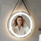 Espelho 4mm adnet Led 3 tons  70 cm Redondo tecla Touch alça