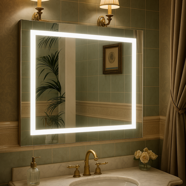 Espelho 4mm com desembaçador banheiro horizontal 80x60 e vert