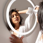 Espelho 4mm penteadeira Led 3 cores 90 Cm maquiagem Redondo g