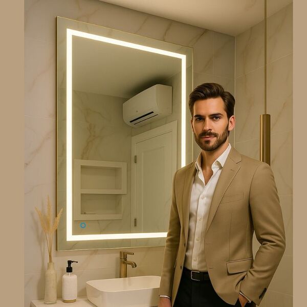 Espelho 4mm Retangular Led frio neutro e quente vertical ou h