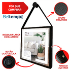 Espelho 50cm Quadrado Com Led Alça Suporte Adnet Preto