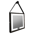 Espelho 50cm Quadrado Com Led Alça Suporte Adnet Preto