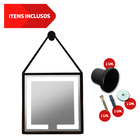 Espelho 50cm Quadrado Com Led Alça Suporte Adnet Preto