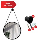 Espelho 50cm Redondo Com Alça Suporte Preto
