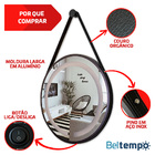 Espelho 50cm Redondo Com Led Alça Suporte Adnet Preto
