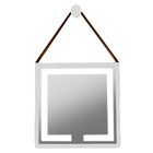 Espelho 60cm Quadrado Com Led Alça Caramelo Suporte Adnet Bra