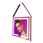 Espelho 60cm Quadrado Com Led Alça Caramelo Suporte Adnet Bra