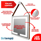 Espelho 60cm Quadrado Com Led Alça Caramelo Suporte Adnet Bra