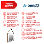 Espelho 60cm Quadrado Com Led Alça Caramelo Suporte Adnet Bra