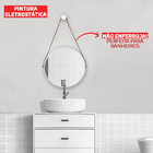 Espelho 60cm Redondo Com Alça Caramelo Suporte Branco