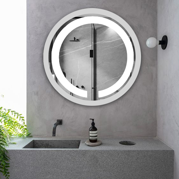 Espelho 60cm Redondo Com Led Frio Acabamento Branco