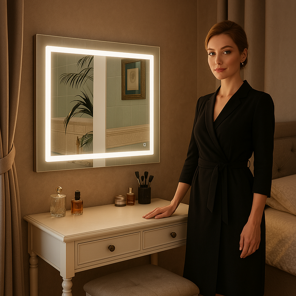 Espelho 80x50 Com desembaçador 110v  Iluminação Led 3 cores