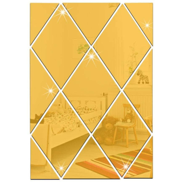 Espelho Acrilico Decorativo Em Forma De Diamante 17 Peças