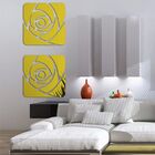 Espelho Acrílico Dourado De Parede 4 Rosas  49 X 202 Cm