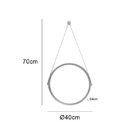 Espelho Adnet 40cm com Acabamento Preto e Alça Caramelo