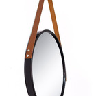 Espelho Adnet 60cm Preto Com Alça Marrom