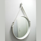 Espelho Adnet 70 Cm Couro Sint. Marrom Couro:branco