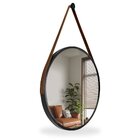 Espelho Adnet Alumínio 40cm Com Alça E Suporte Para Banheiro