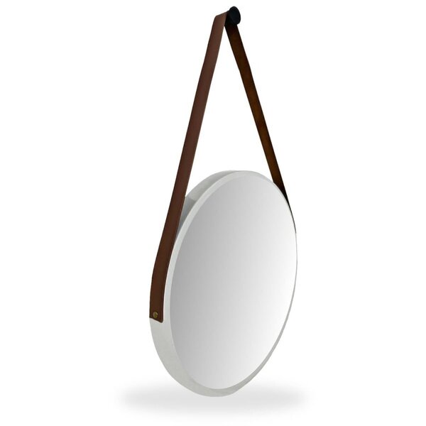 Espelho Adnet Alumínio 40cm Com Alça E Suporte Para Banheiro