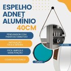 Espelho Adnet Alumínio 40cm Com Alça E Suporte Para Banheiro