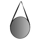 Espelho Adnet Com Alça De Couro Escandinavo Ø38cm St1649