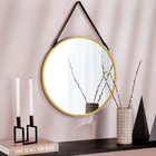 Espelho Adnet Dourado Com Alça De Couro Marrom 75 5x45 5 Cm -