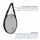 Espelho Adnet Fine Com Alça Em Couro 75x75 Preto/espelhado
